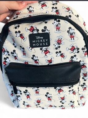 Disney Mini Backpack with Cream, Black & Red Mickey Pattern